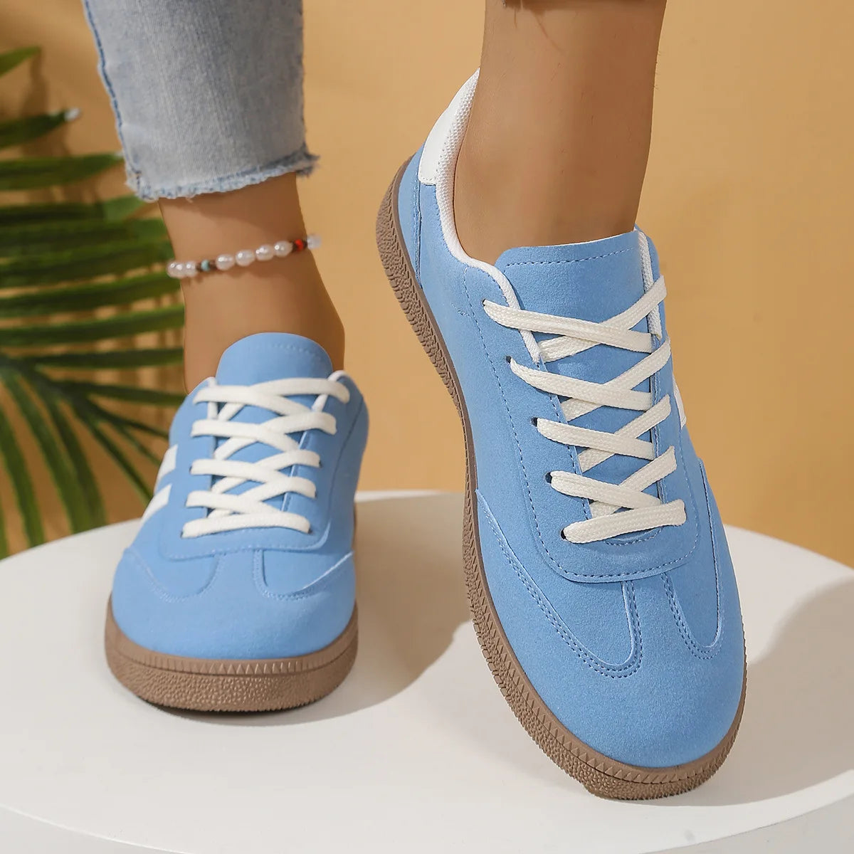 Casual sneakers med snøre til damer
