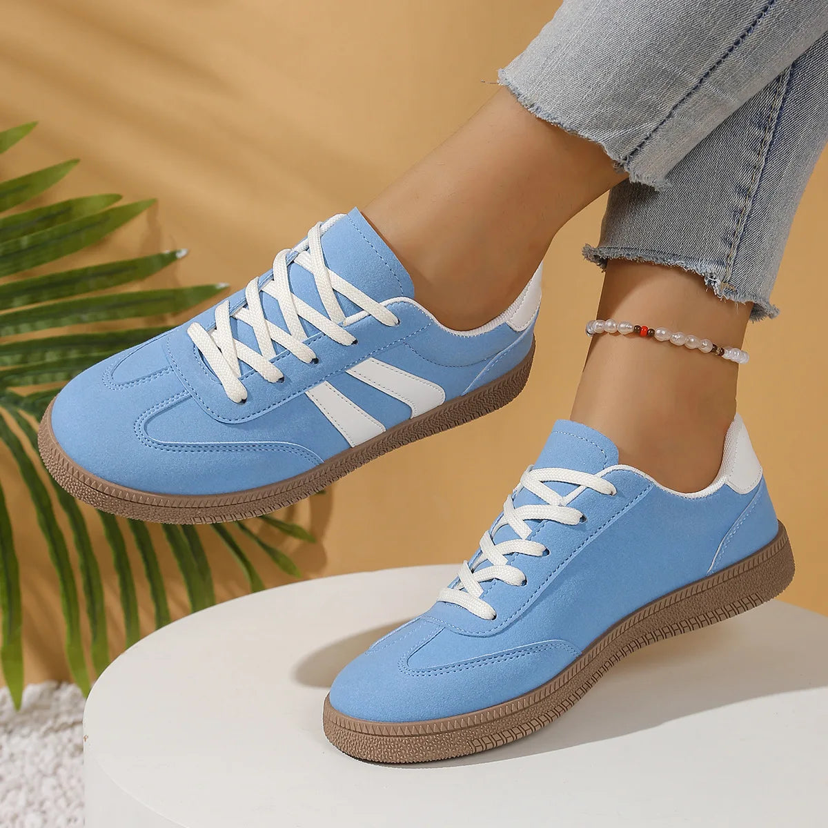 Casual sneakers med snøre til damer