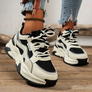 Chunky platformssneakers med paneler til damer
