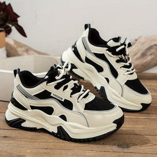 Chunky platformssneakers med paneler til damer
