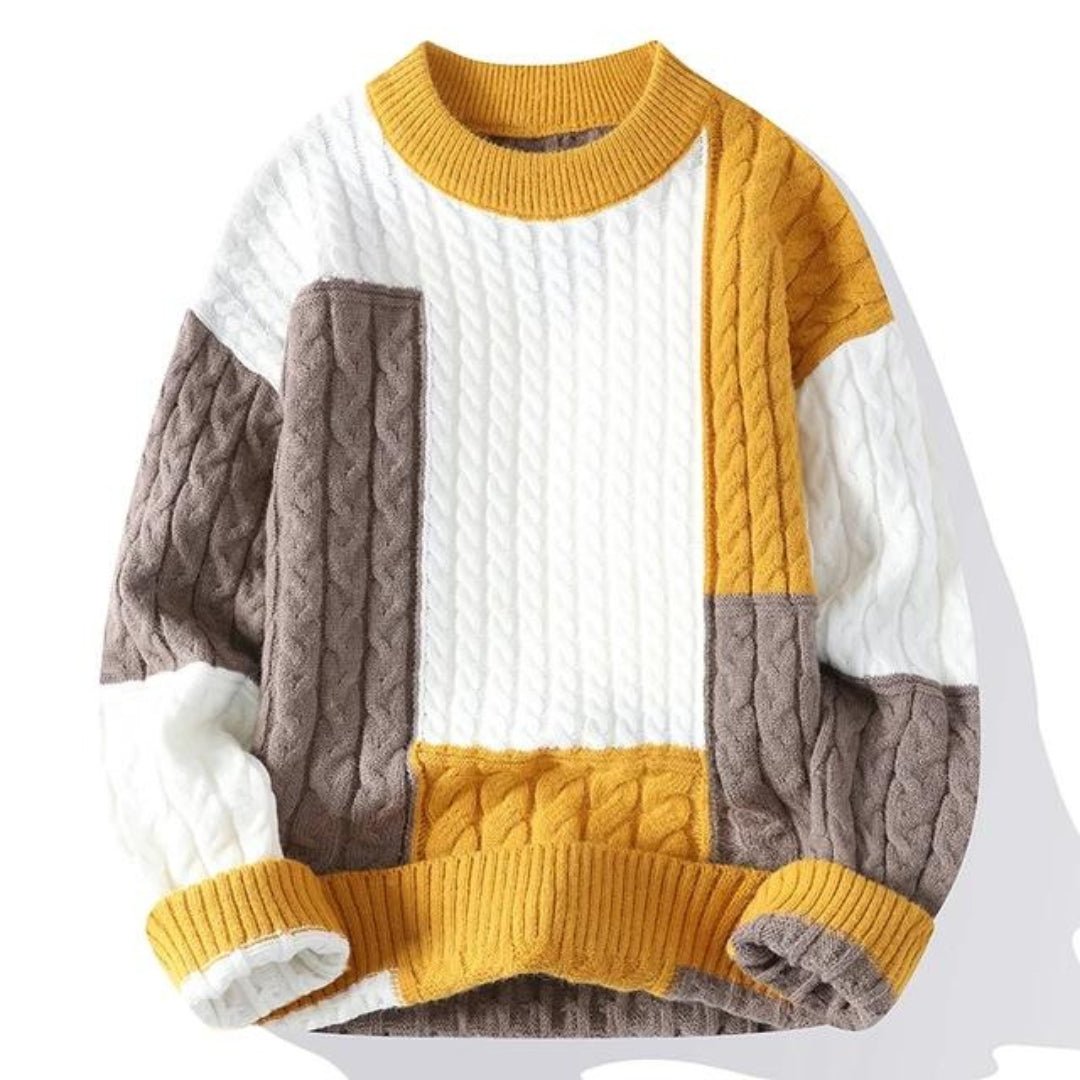 Colorblock-striktrøje med rund hals til mænd
