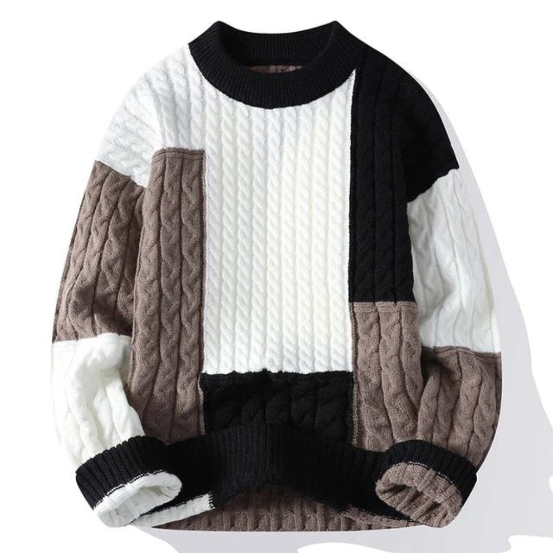 Colorblock-striktrøje med rund hals til mænd