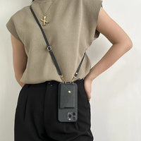 Crossbody-mobilcover til damer med kortholder og rem