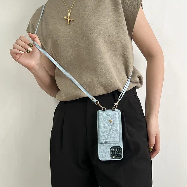 Crossbody-mobilcover til damer med kortholder og rem