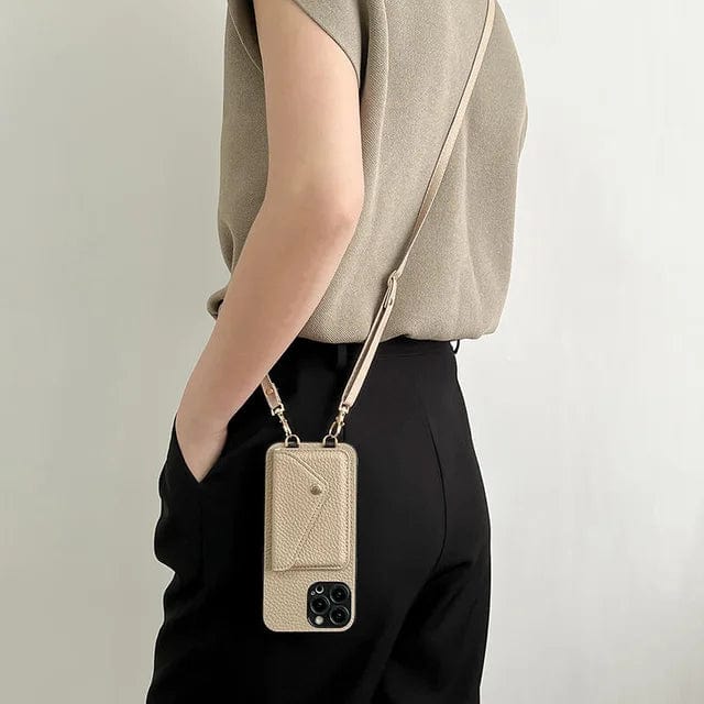 Crossbody-mobilcover til damer med kortholder og rem