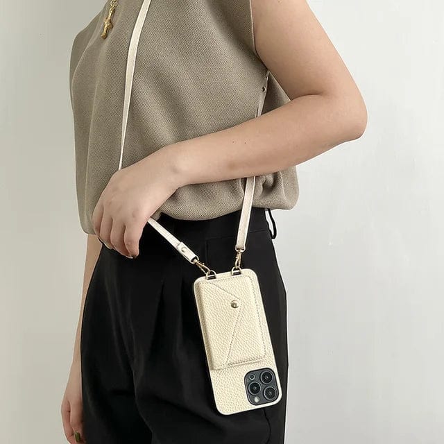 Crossbody-mobilcover til damer med kortholder og rem