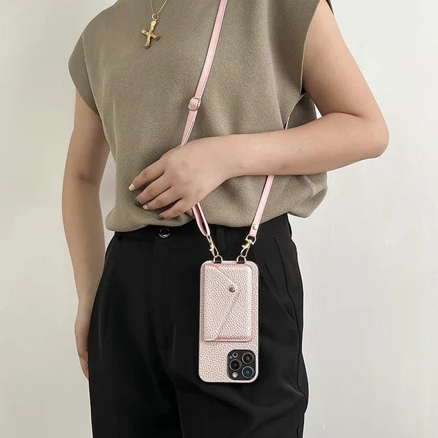 Crossbody-mobilcover til damer med kortholder og rem