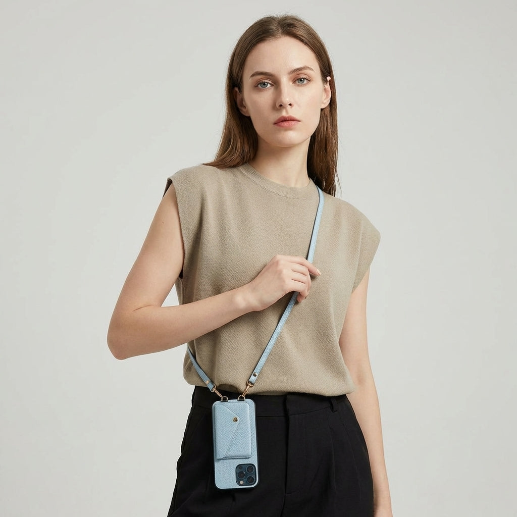 Crossbody-mobilcover til damer med kortholder og rem
