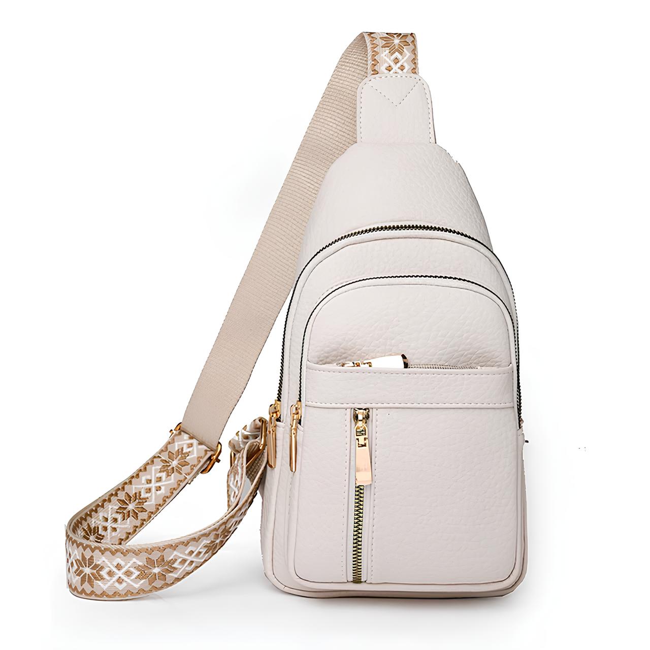Crossbody-slingtaske til damer med mønstret rem