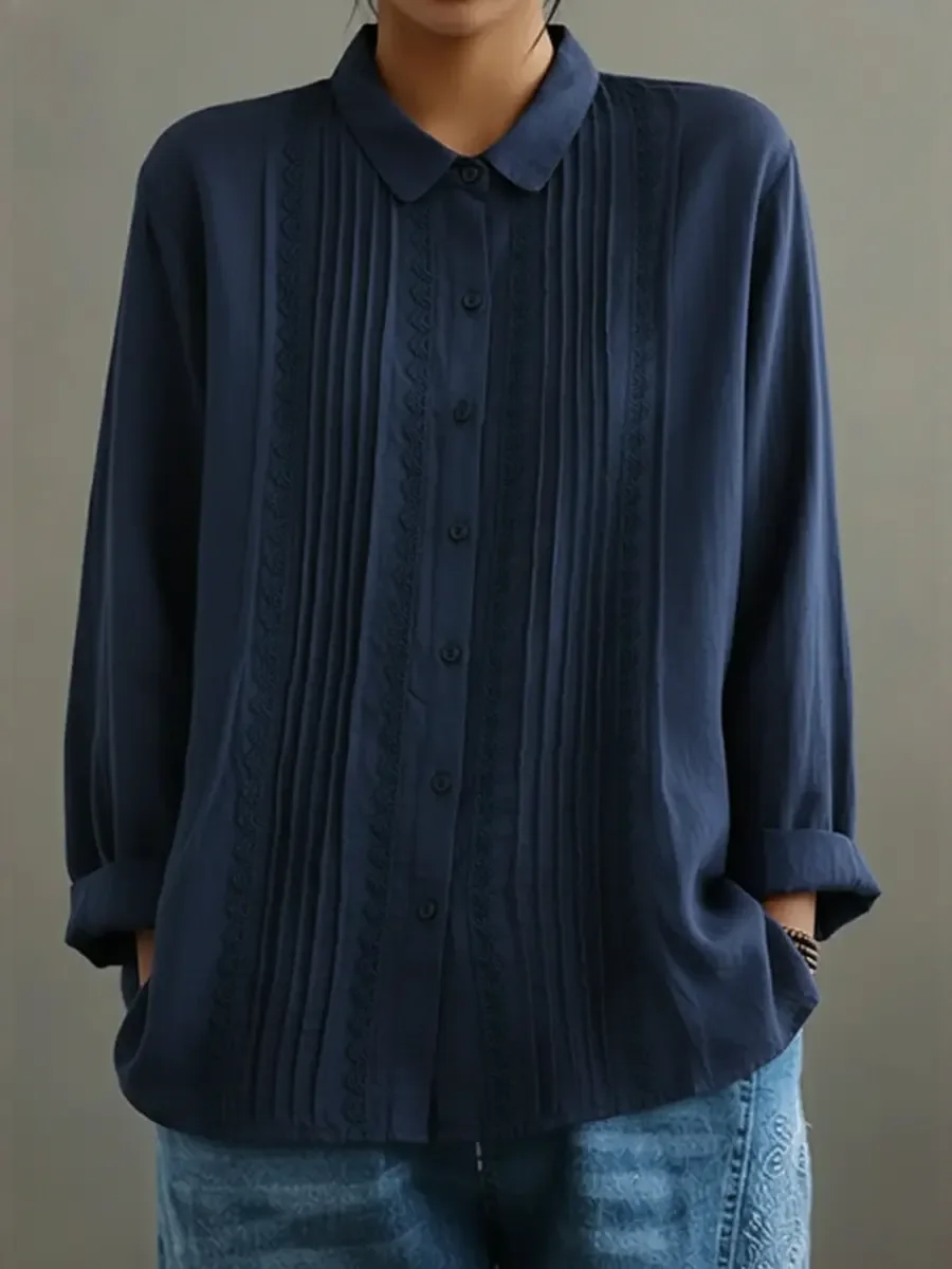 Damebluse med knaplukning