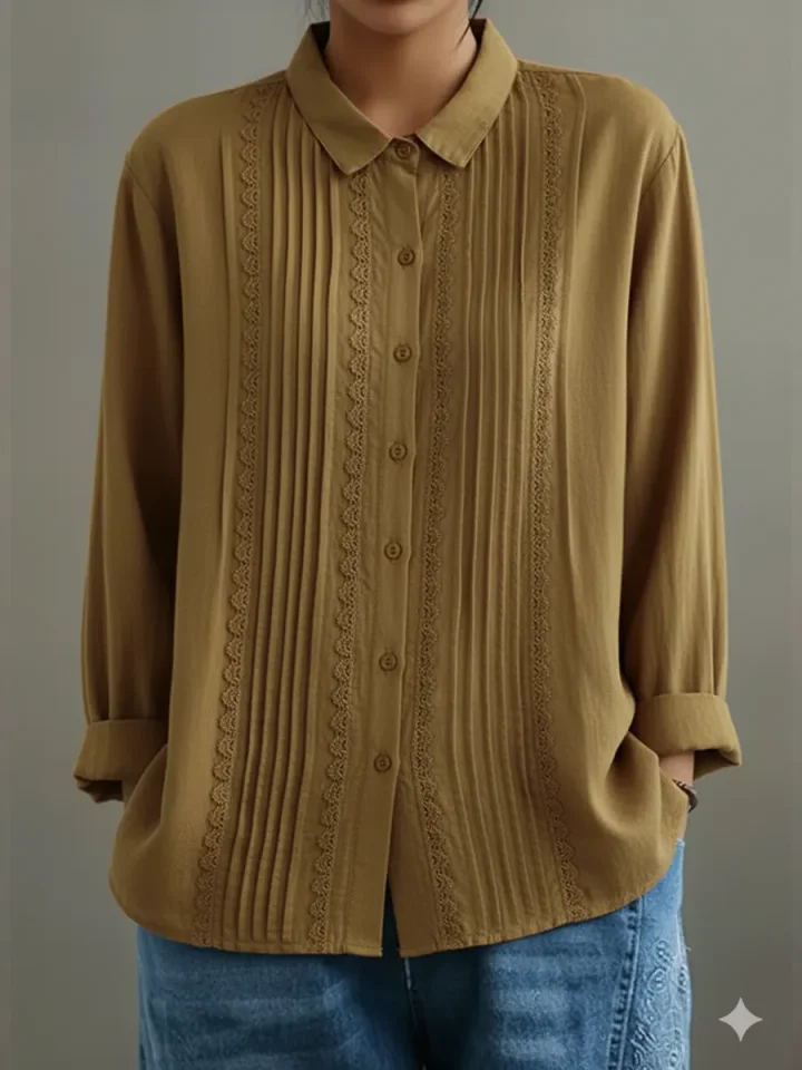 Damebluse med knaplukning