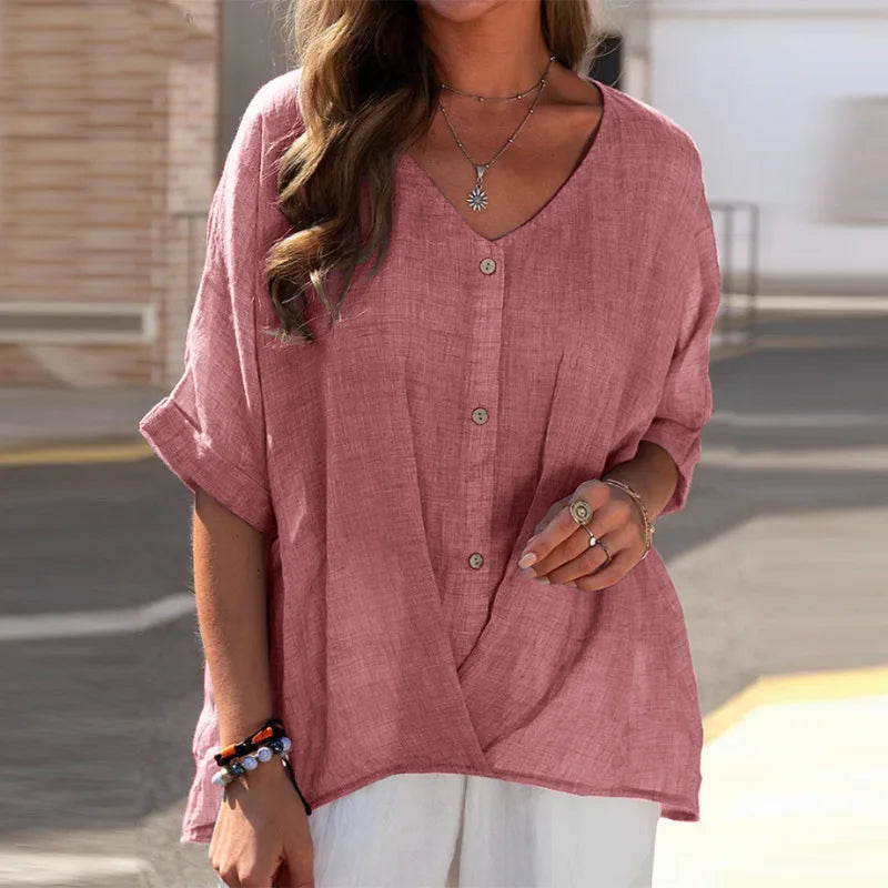 Damebluse med knapper
