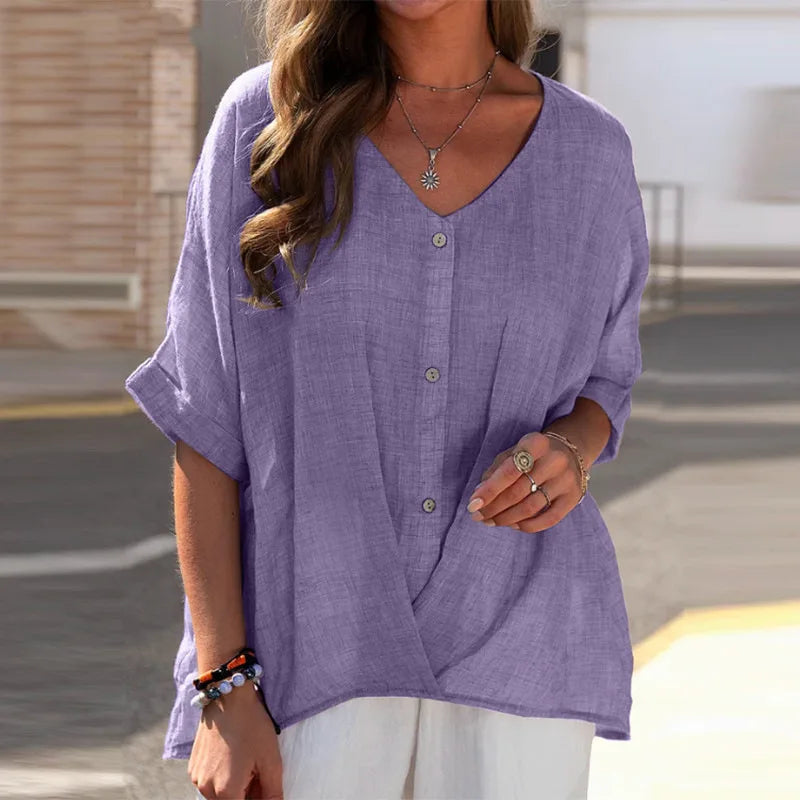 Damebluse med knapper