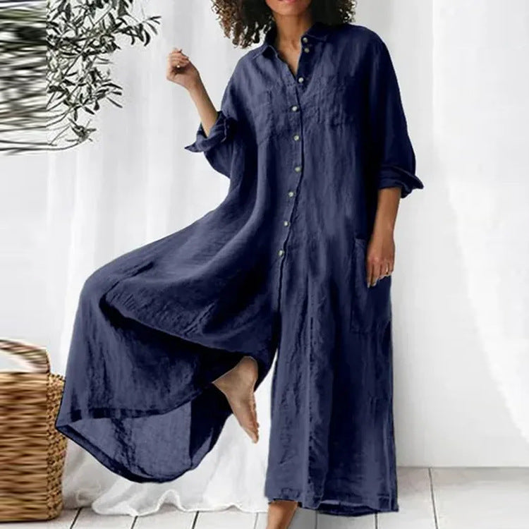 Dames Overhemdjurk Maxi Jurk