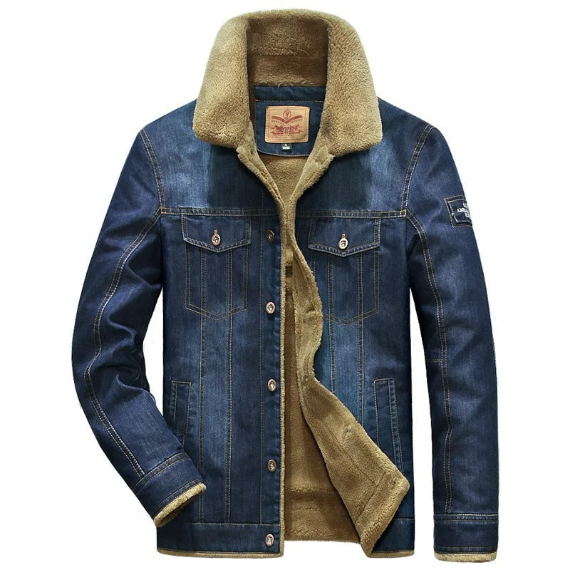 Denim-sherpajakke til mænd