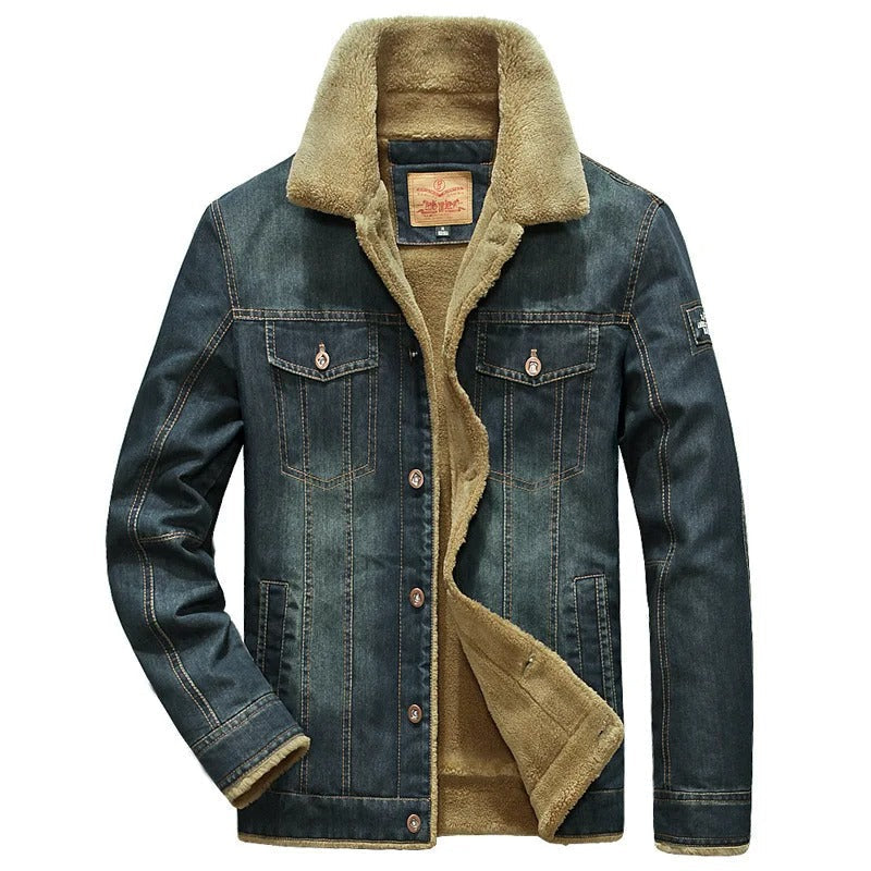 Denim-sherpajakke til mænd