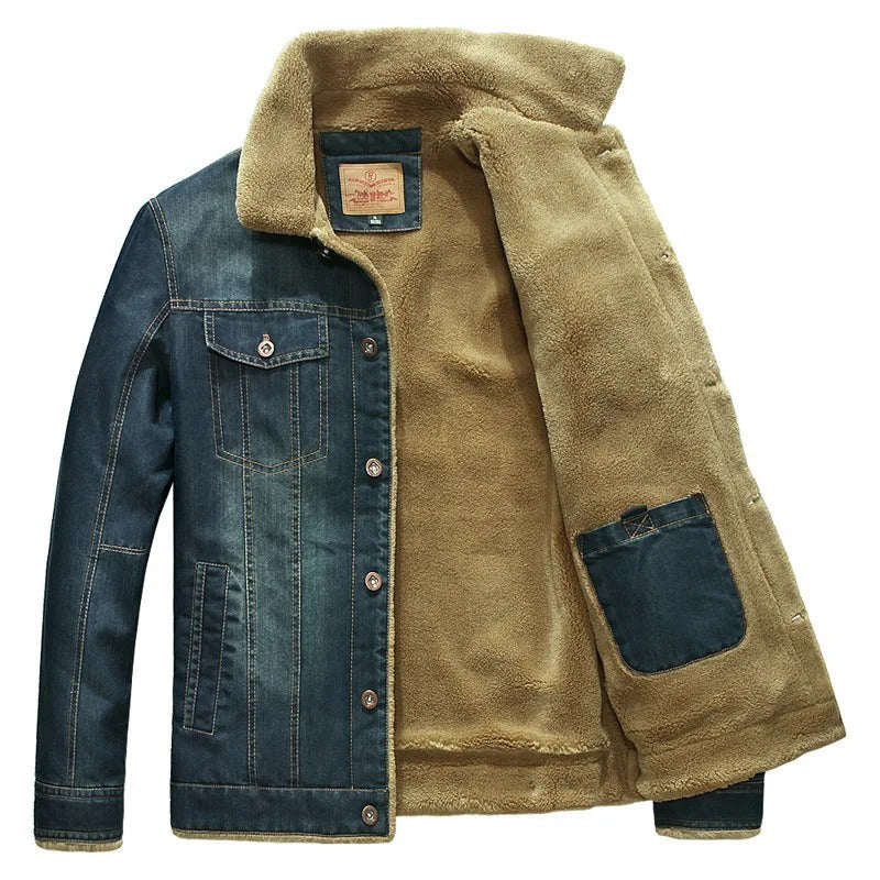 Denim-sherpajakke til mænd