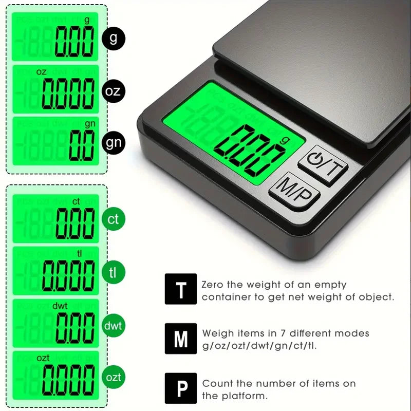 Digital lommevægt - 1000 g kapacitet, 0,1 g præcision
