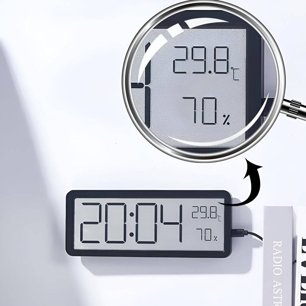 Digitalt LED-vægur med temperatur og luftfugtighed