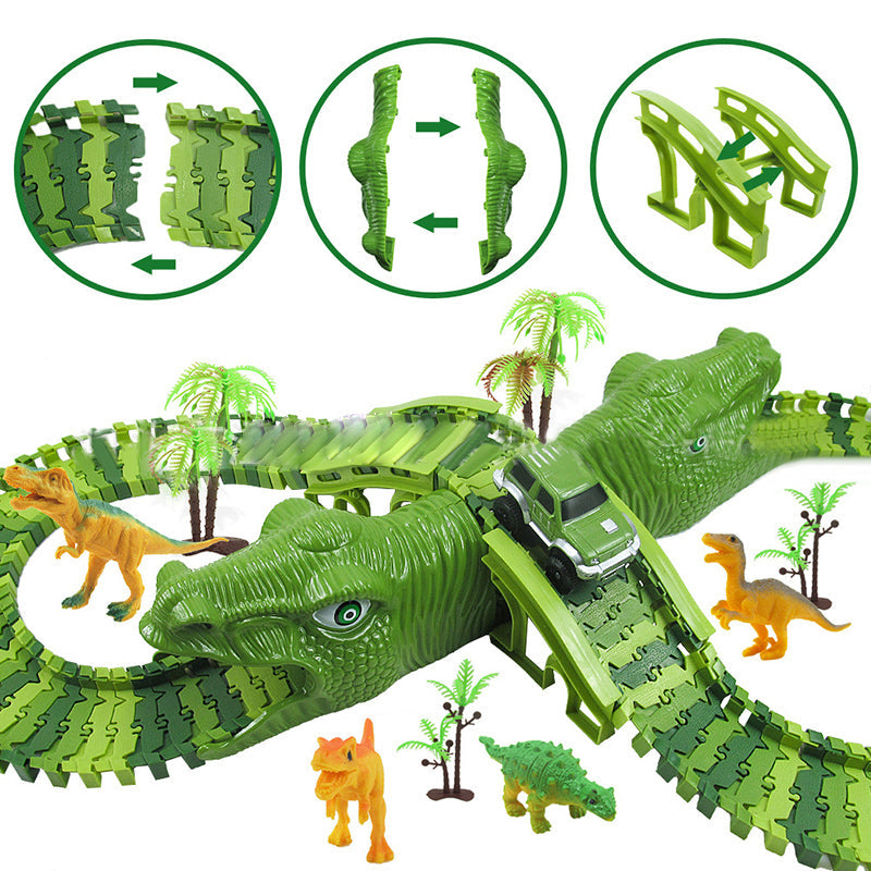 Dinosaur-legetøjssæt – 360° eventyrbane med lys og lyd