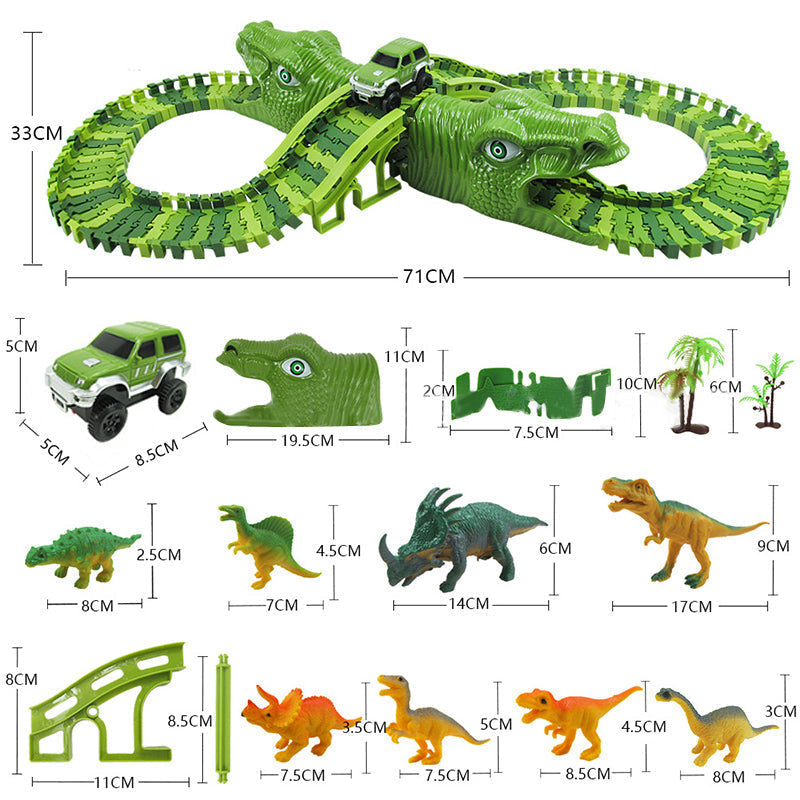 Dinosaur-legetøjssæt – 360° eventyrbane med lys og lyd