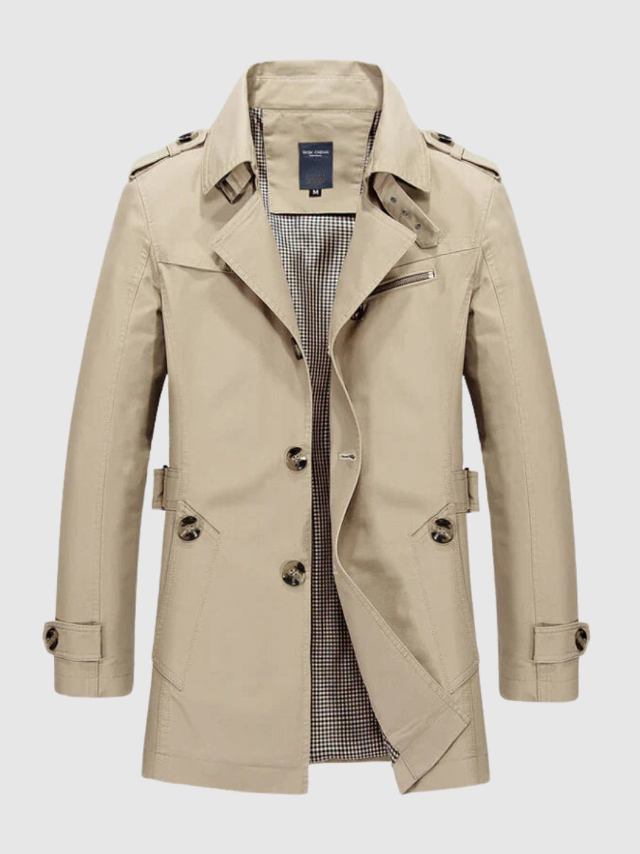 Dobbeltradet herretrenchcoat