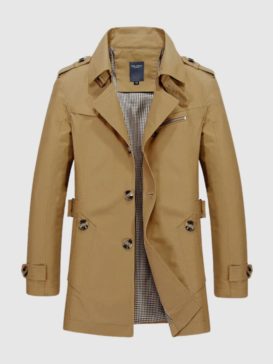 Dobbeltradet herretrenchcoat