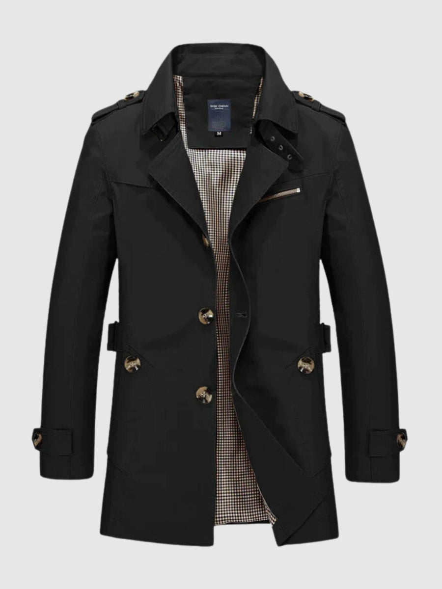 Dobbeltradet herretrenchcoat