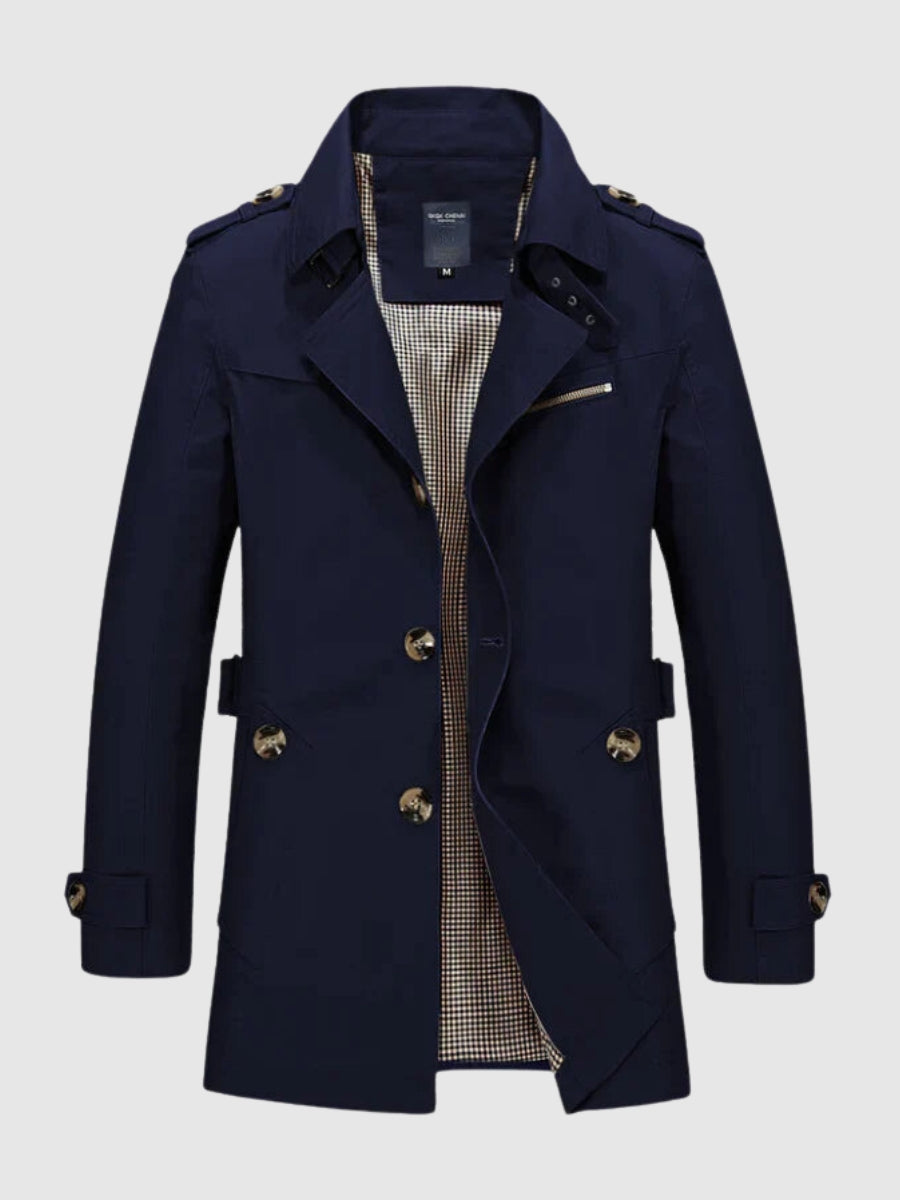Dobbeltradet herretrenchcoat