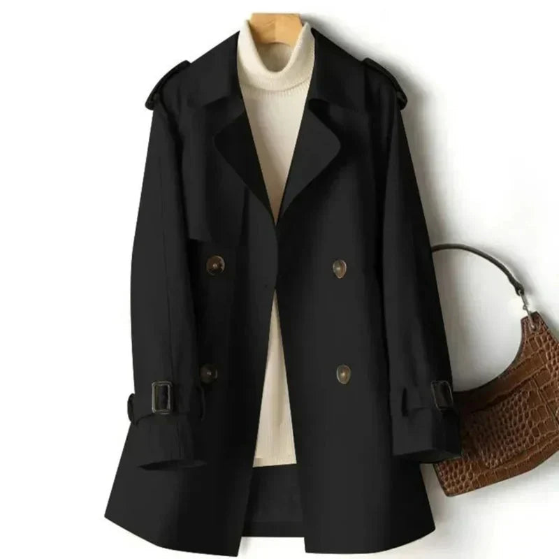 Dobbeltradet trenchcoat med klassisk revers til damer