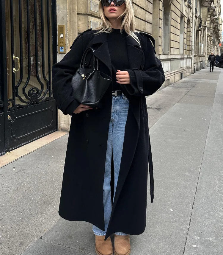 Dobbeltradet trenchcoat til damer