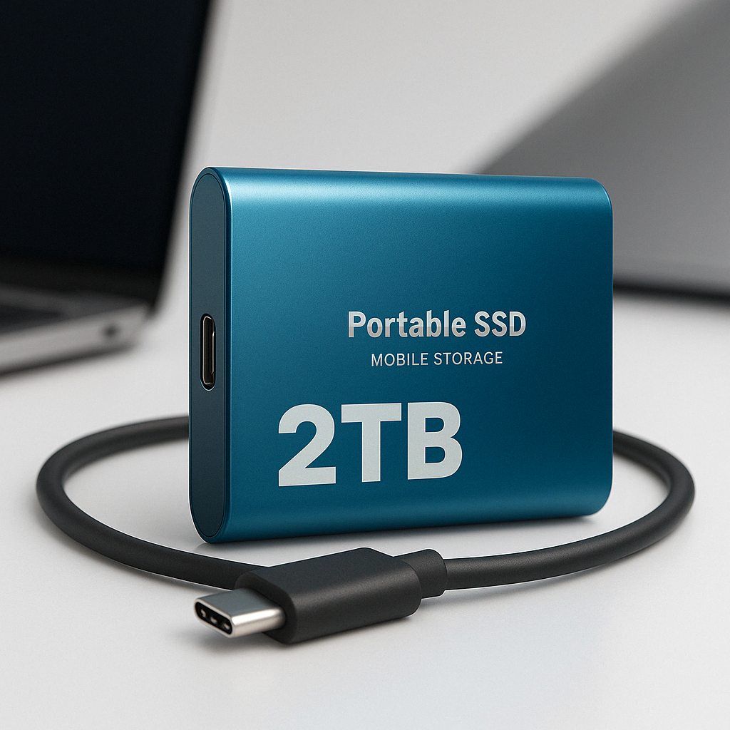 Ekstern 2 TB SSD – hurtig lagring, USB-C, bærbart drev