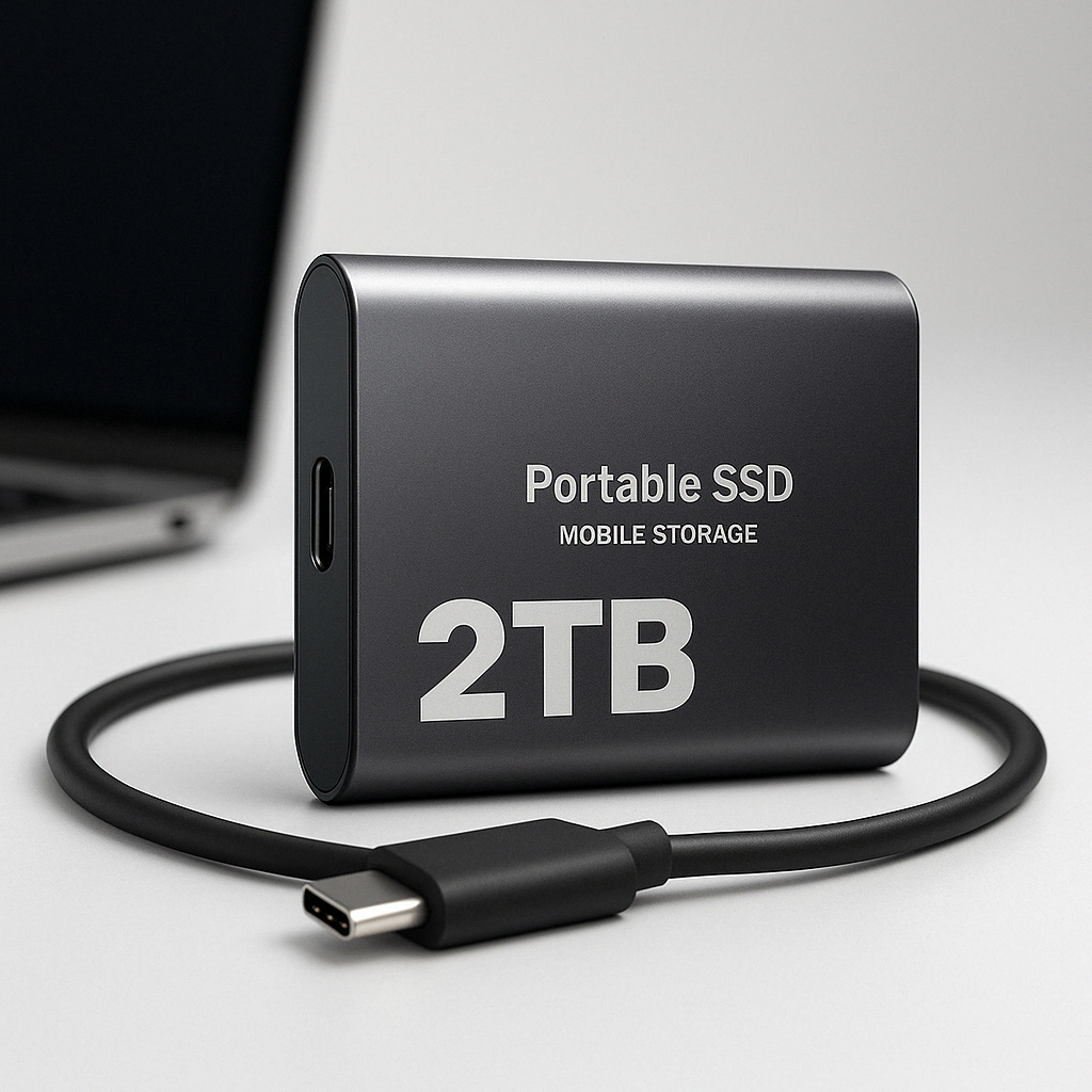 Ekstern 2 TB SSD – hurtig lagring, USB-C, bærbart drev