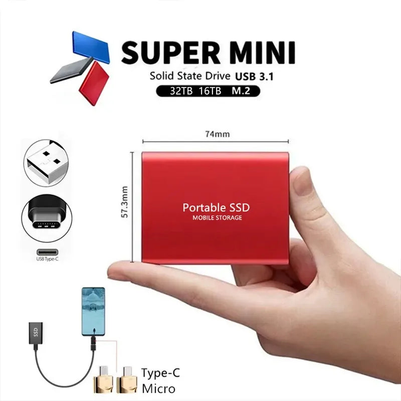 Ekstern SSD-harddisk 1 2 4 8 12 16 32 64 TB