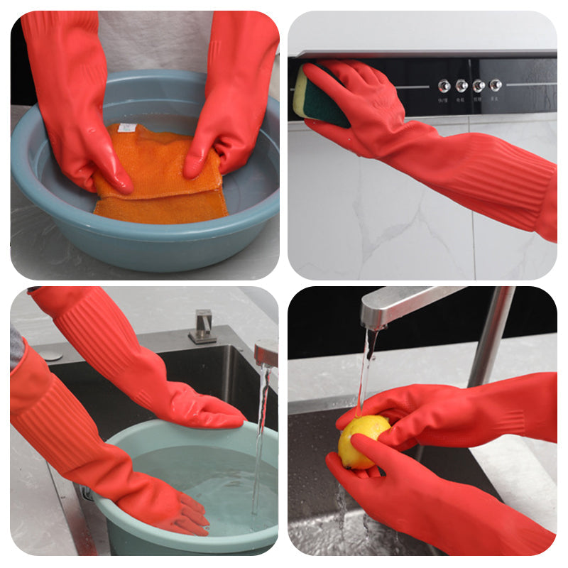 Ekstra lange og tykke latexopvaskehandsker med fleece