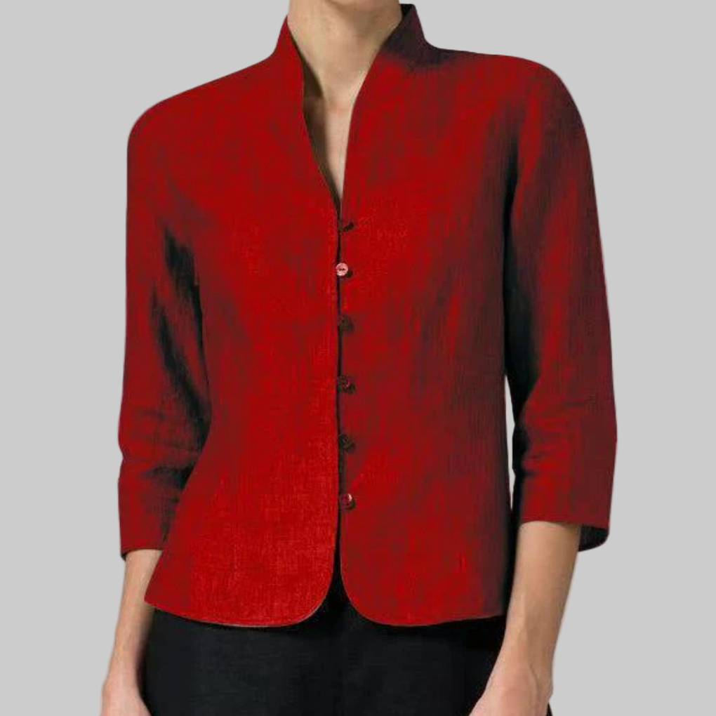 Elegant damebluse med ståkrave