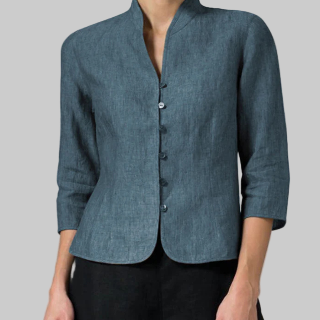 Elegant damebluse med ståkrave