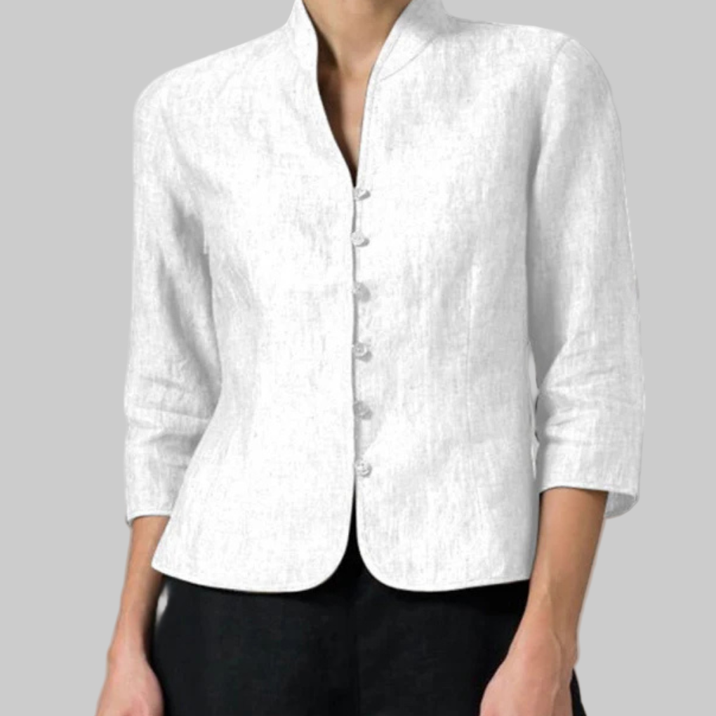 Elegant damebluse med ståkrave