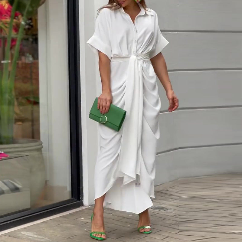 Elegant draperet sommerkjole for stilfuld komfort