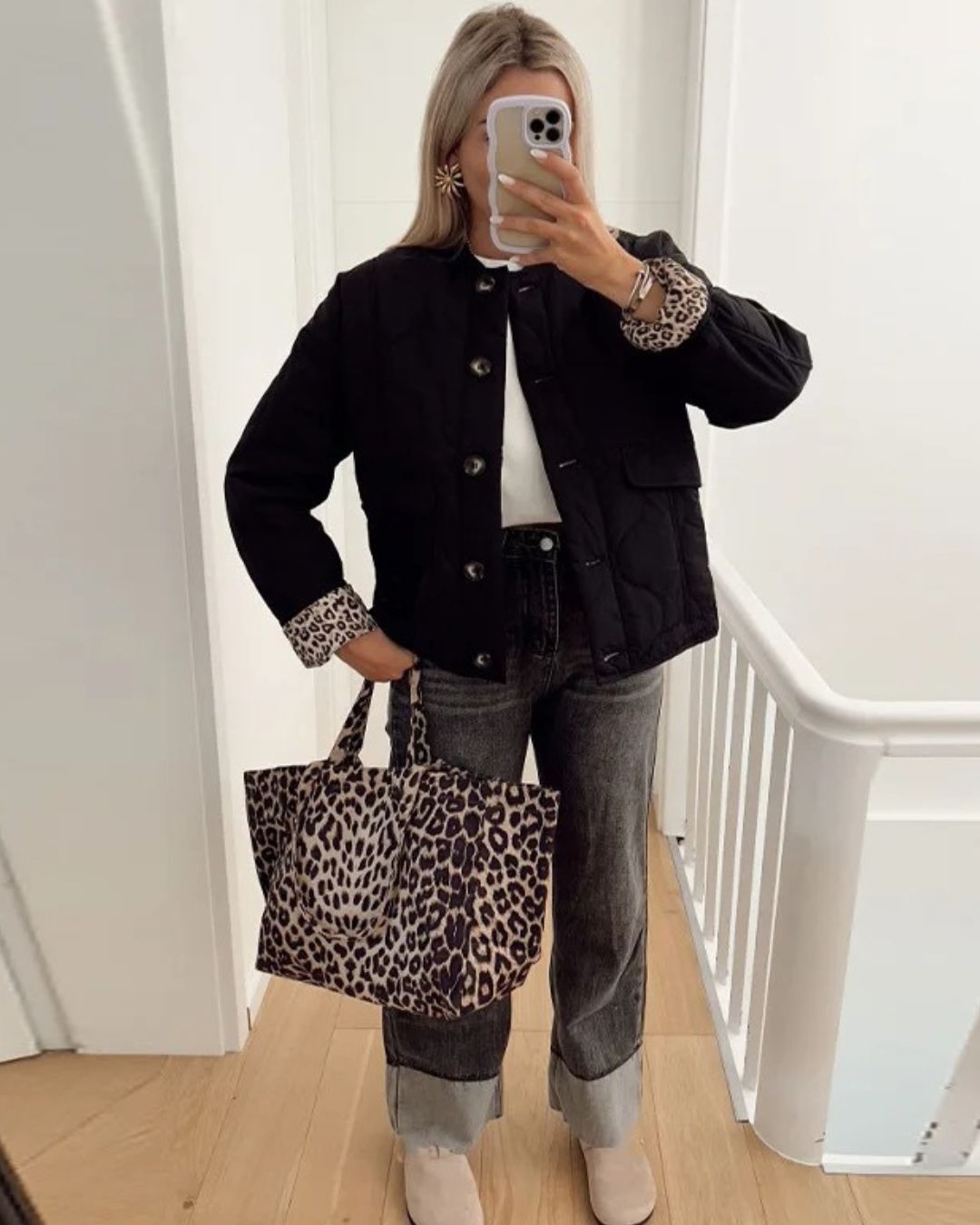 Elegant jakke med leopardfor - Chic & moderne