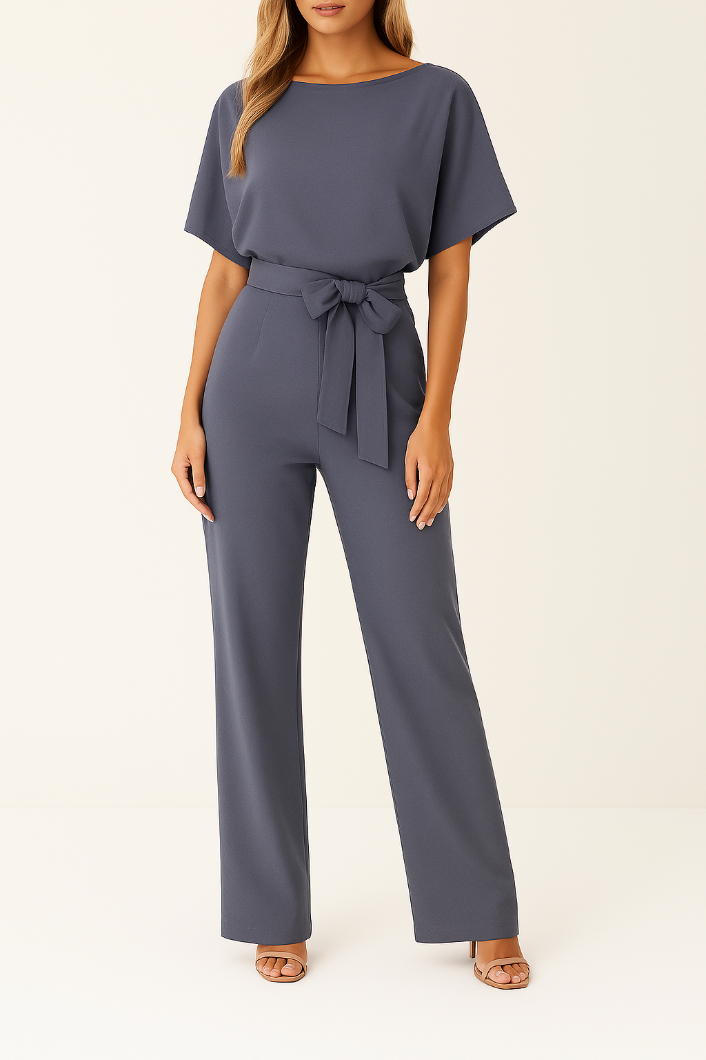 Elegant jumpsuit med bælte og brede ben til kvinder