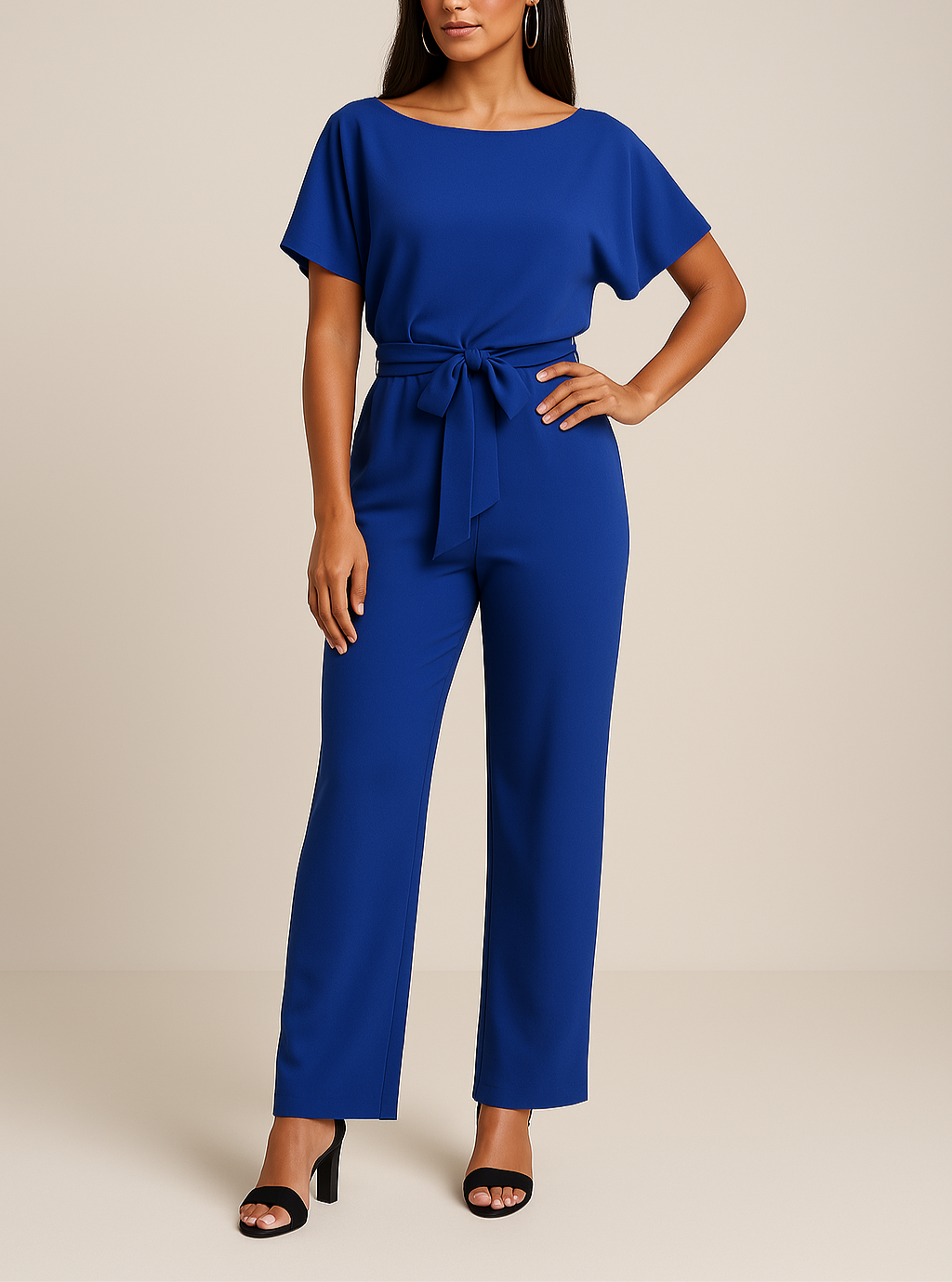 Elegant jumpsuit med bælte og brede ben til kvinder