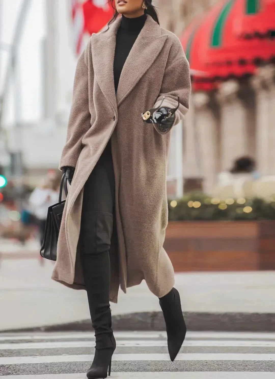 Elegant lang oversized vinterfrakke til damer