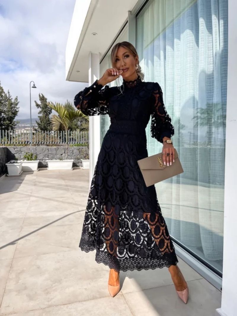 Elegant midikjole i blonde til damer