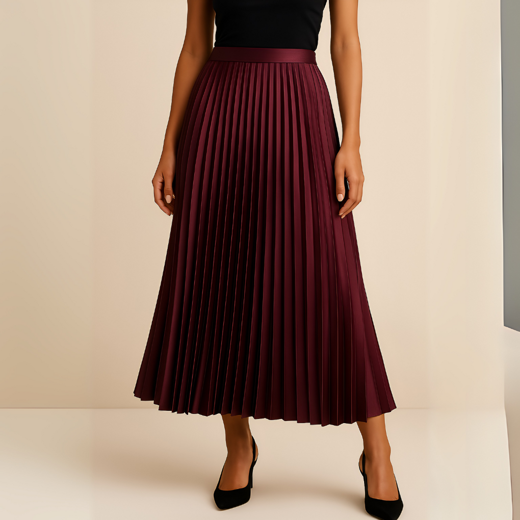 Elegant plisseret midinederdel til damer