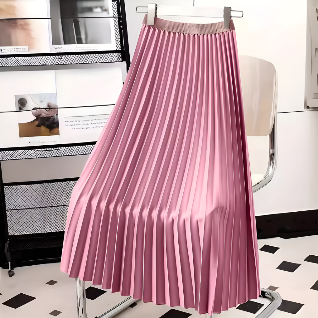 Elegant plisseret midinederdel til damer