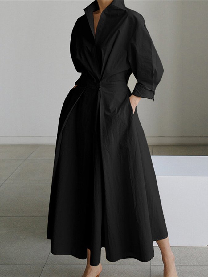 Elegant skjortekjole med knapper