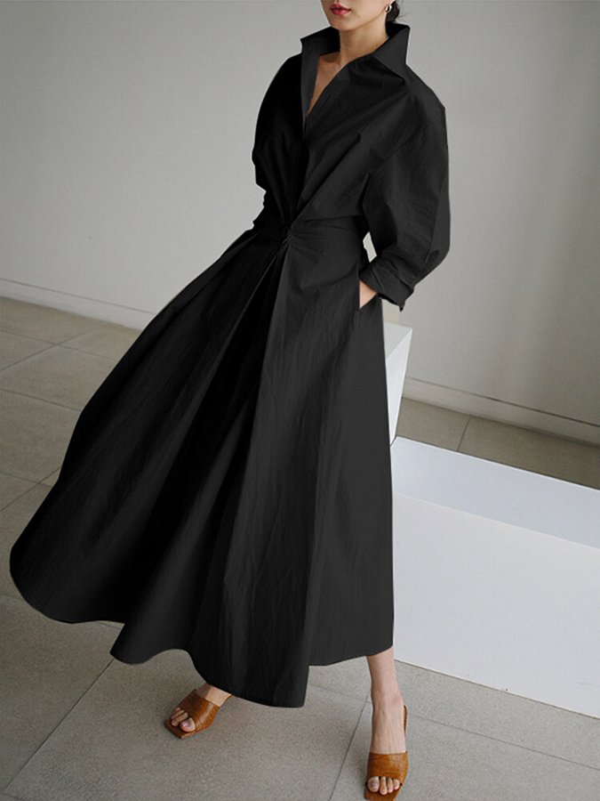 Elegant skjortekjole med knapper
