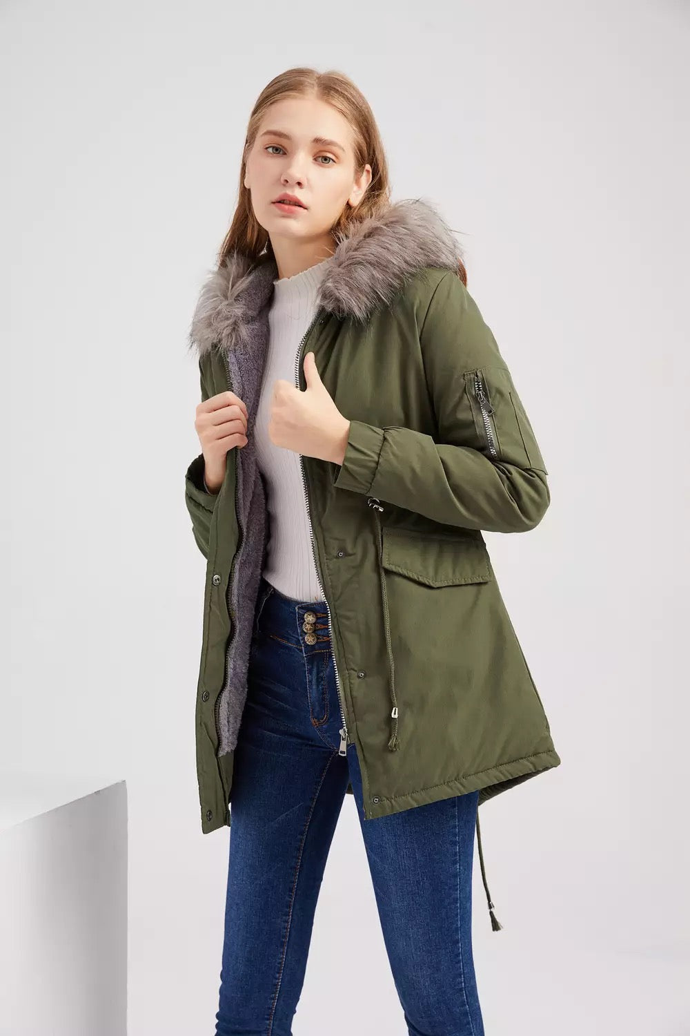 Elegant vinterparka med praktiske lommer