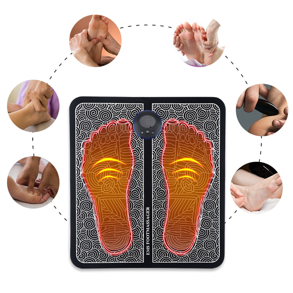 EMS-fodstimulator med akupressur og 9 niveauer